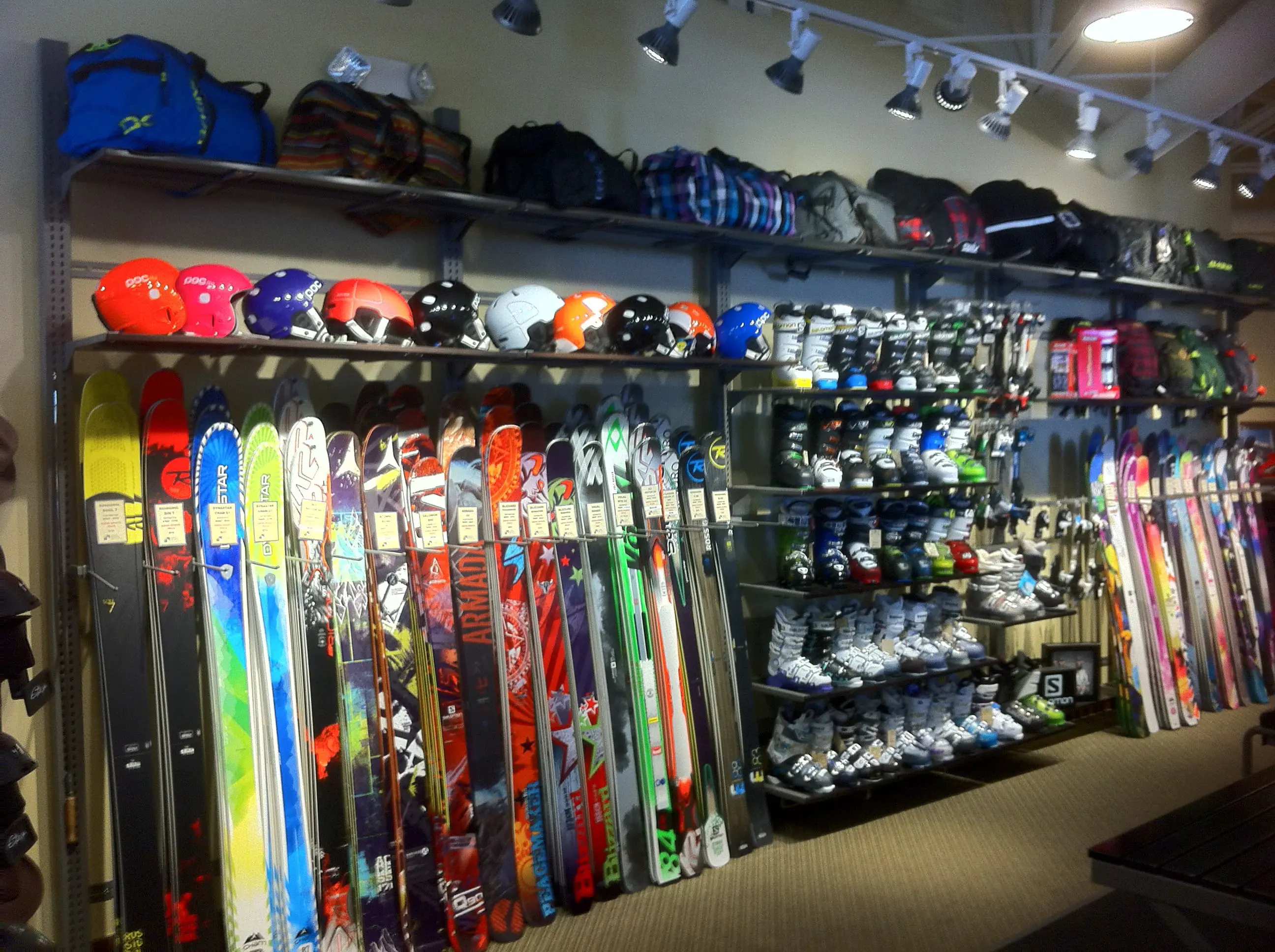 Aspen Sports gear wall in snowmass