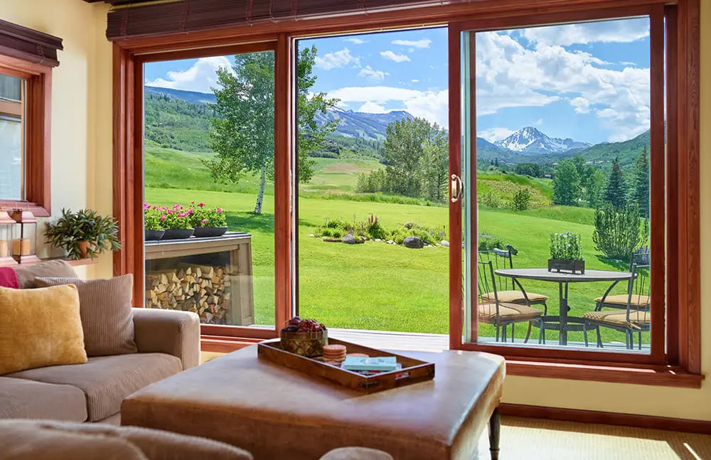 Large windows in living area at Villas