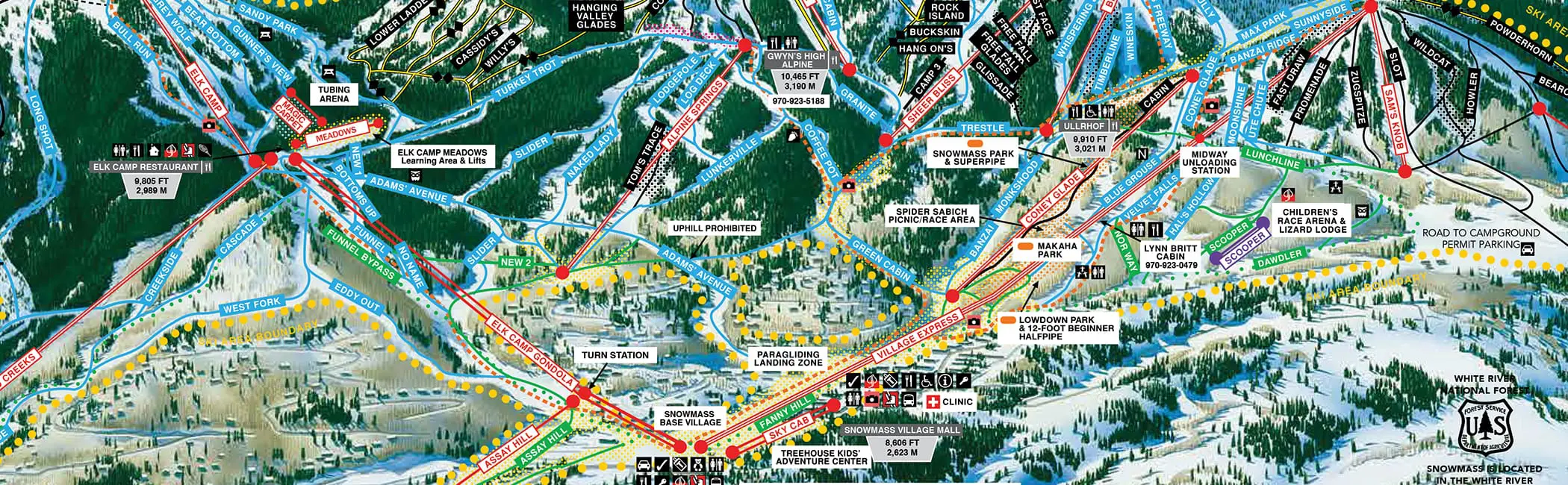 snowmass ski resort winter trail map