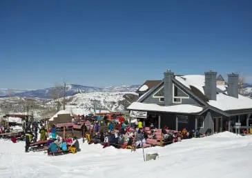 on-mountain après event at Spider Sabich Picnic Area