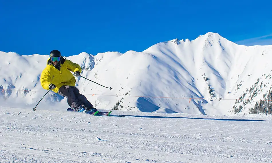 First Tracks on freshly groomed ski run