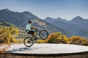 Doing a wheely on a bike