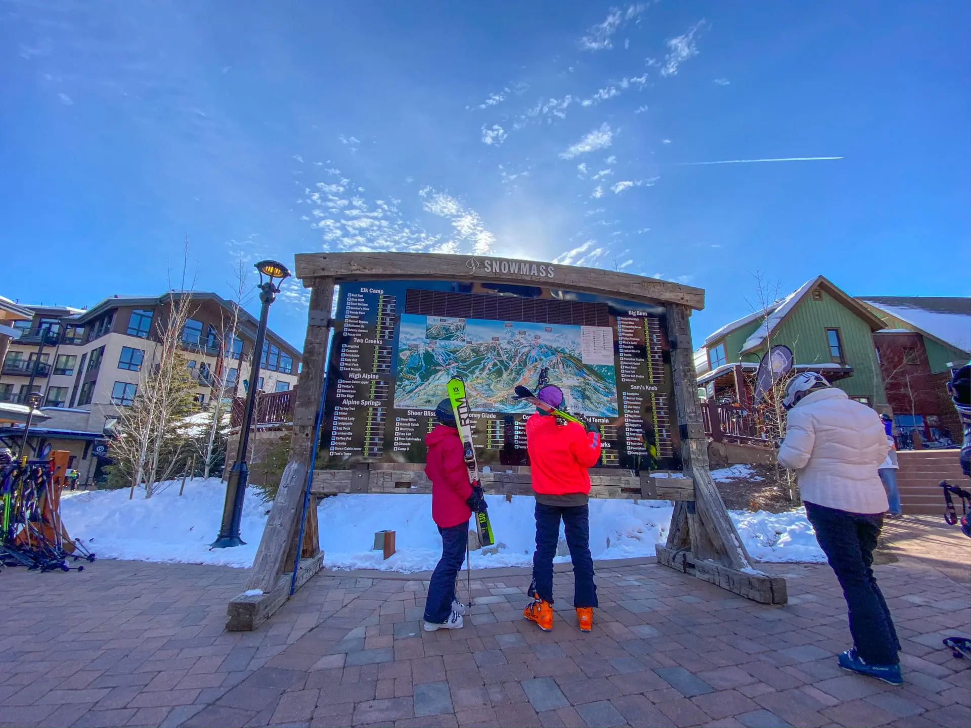 People reading outdoor map of Snowmass
