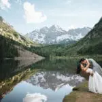 Groom dipping his bride down