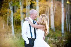 Bride and Groom embracing