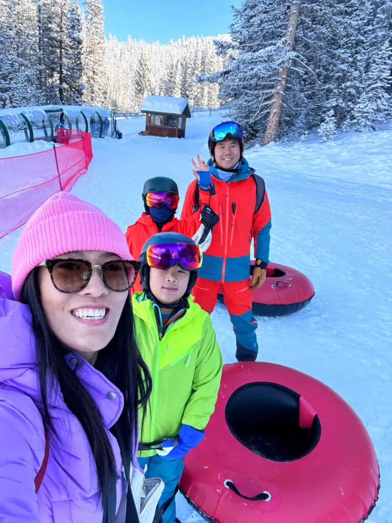family ready to go tubing