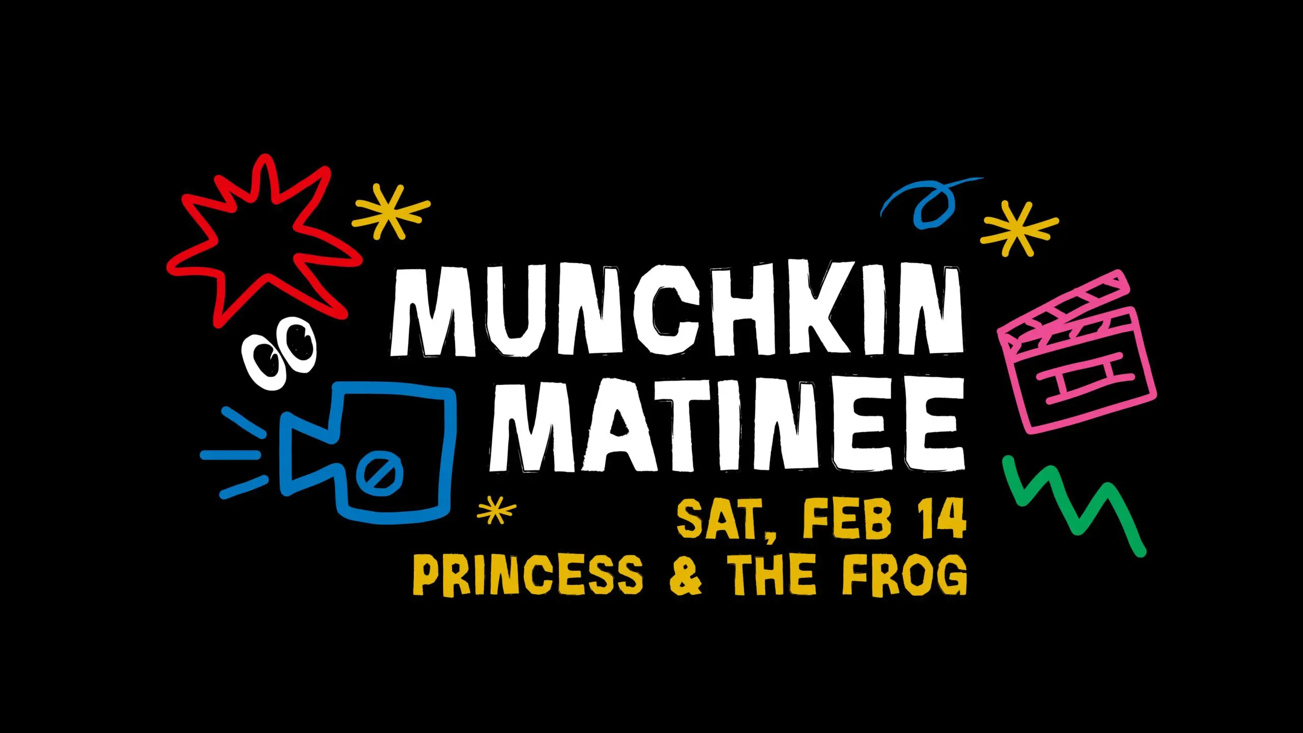 Munchkin Matinee graphic with colorful text overlay.