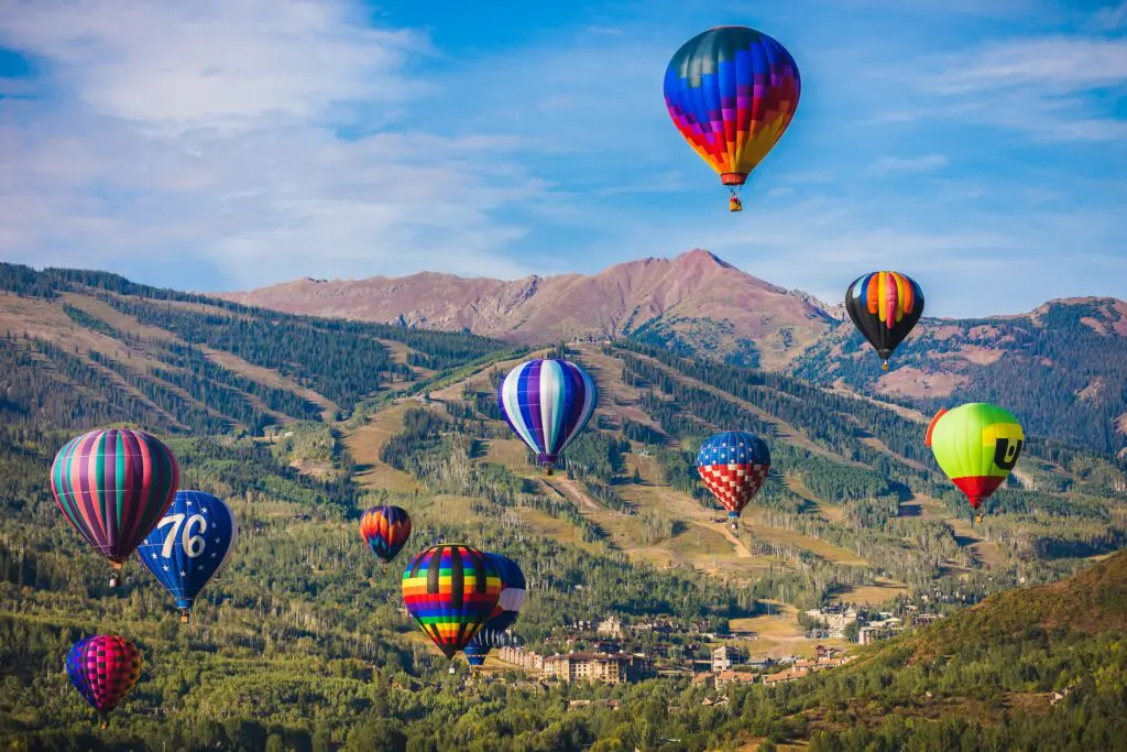 summer hot air balloon festival attraction near Aspen Colorado
