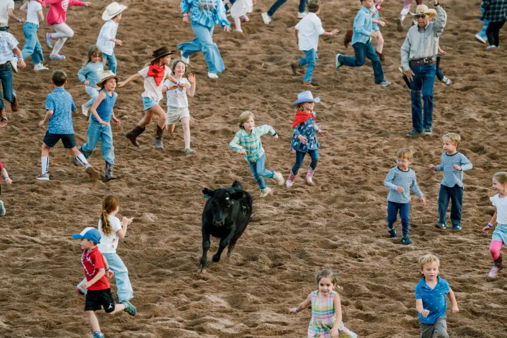calf scramble at the rodeo with kids in snowmass during the summer