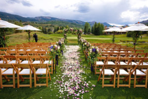 Outdoor seating at Snowmass club for reception