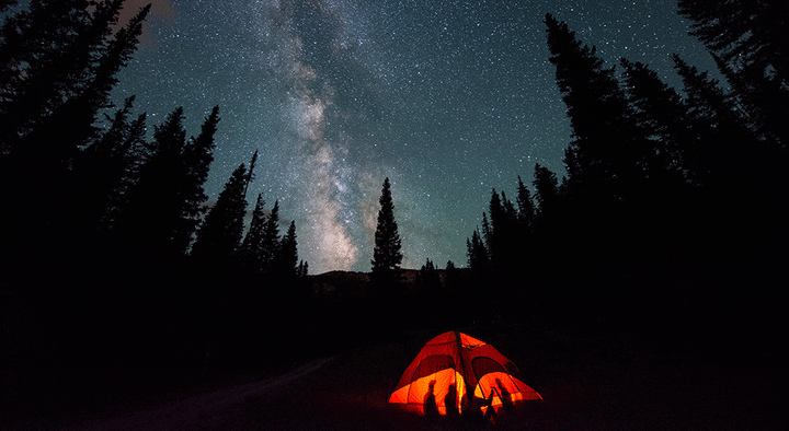 Camping in the Roaring Fork Valley: Tent pitched at campsite in Aspen Snowmass