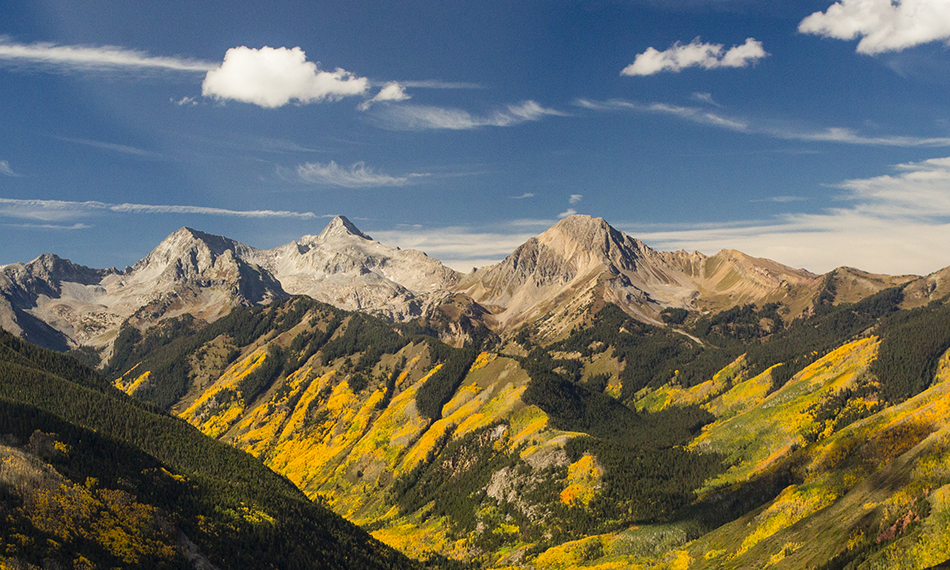 Fall Colors on mountain landscape view of Mount Daly in Snowmass Colorado