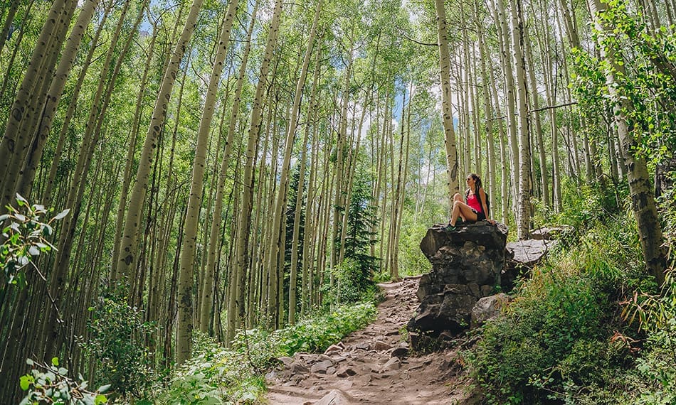 hiker on the nature trail. the Best Snowmass Village Hike for seeing wildlife