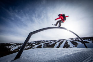 Snowboard riding. arail