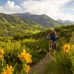 Biking on a trail outside